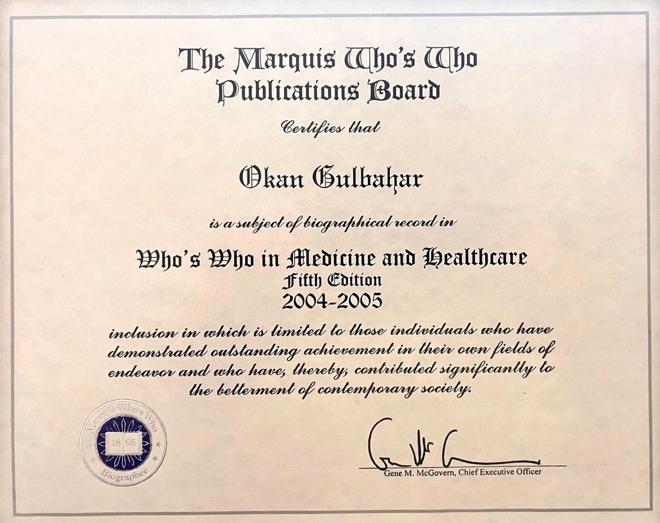 Marquis Who’s Who in Medicine and Healthcare — 5. Baskı, 2004–2005